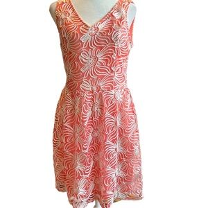 Buttons Women’s Cocktail Formal Tea Evening Dress large Knee High Peach White.